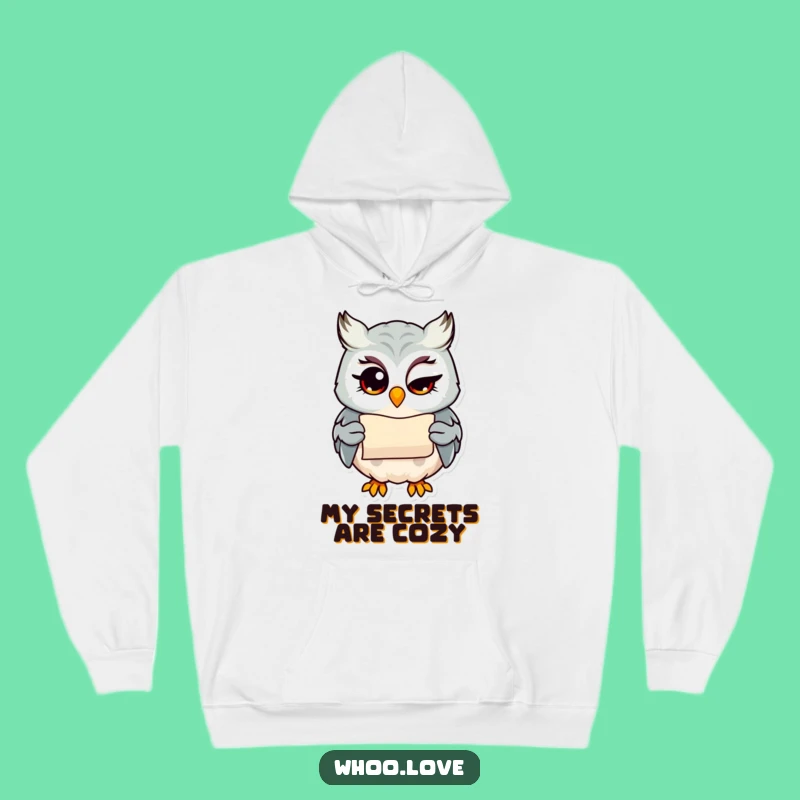 Funny Winking Owl Hoodie: Secret Scroll Character Sweatshirt Gift