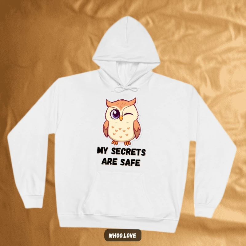 Funny Secret Keeper Owl Hoodie: A mischievous owl character winking with its large eye, offering comfort and a hint of playful secret-keeping.