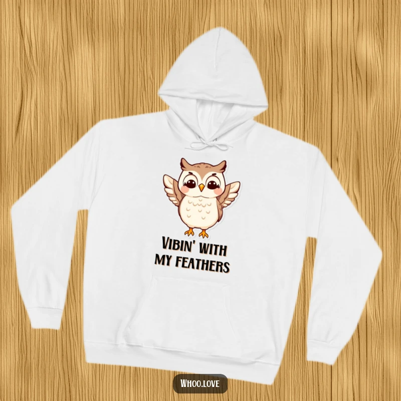 Funny Happy Owl Hoodie: A cozy hoodie featuring a jubilant owl doing a signature wing shimmy, perfect for spreading cheer.