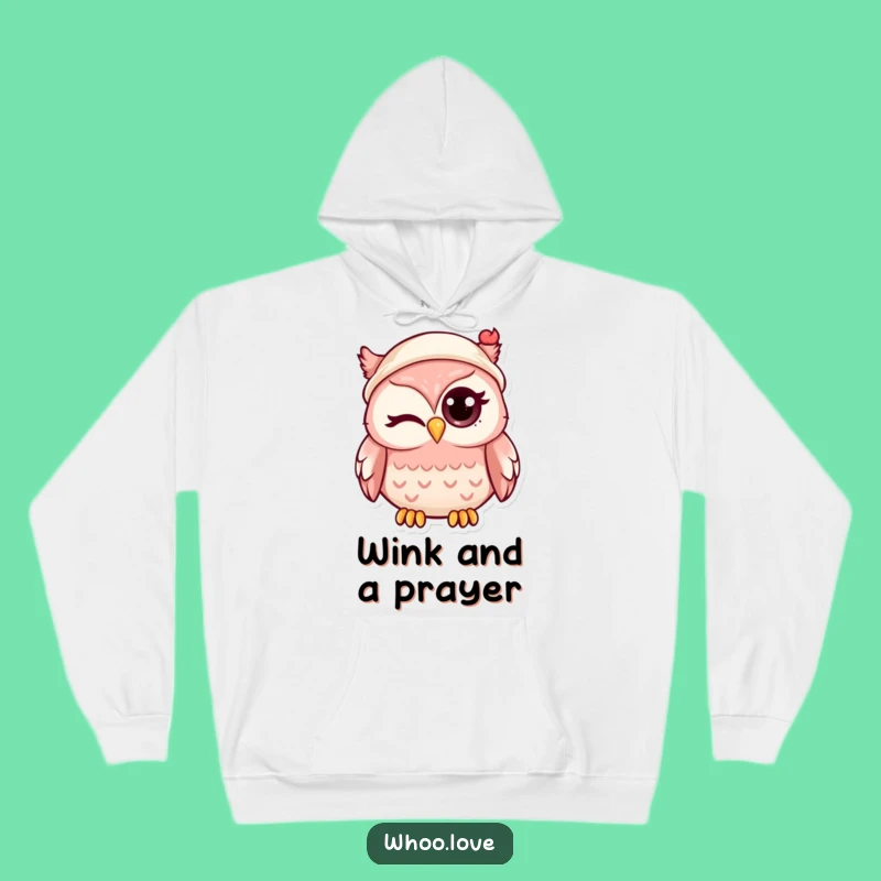 Cozy Funny Kawaii Owl Winking Hoodie: Warm & Whimsical Gift