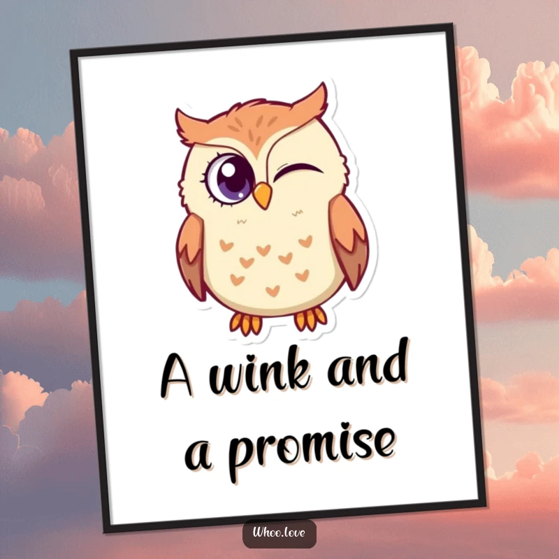 Funny Free Printable Wall Art: An owl playfully winks with one oversized eye, exuding a charming and witty personality.
