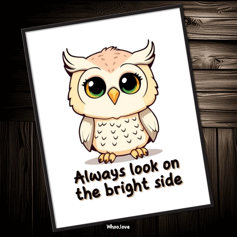 Funny Free Printable Wall Art: Adorable owl with head tilted, curious expression, perfect whimsical downloadable art piece.