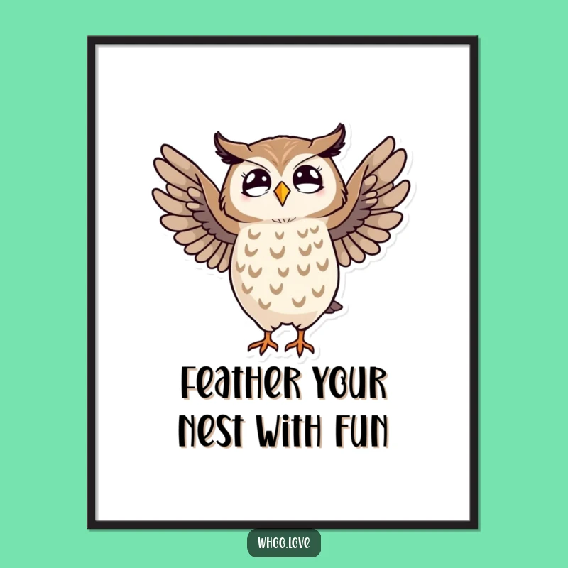 Free Printable Wall Art: Silly Striped Owl Dancing - Humorous Downloadable Room Decor!