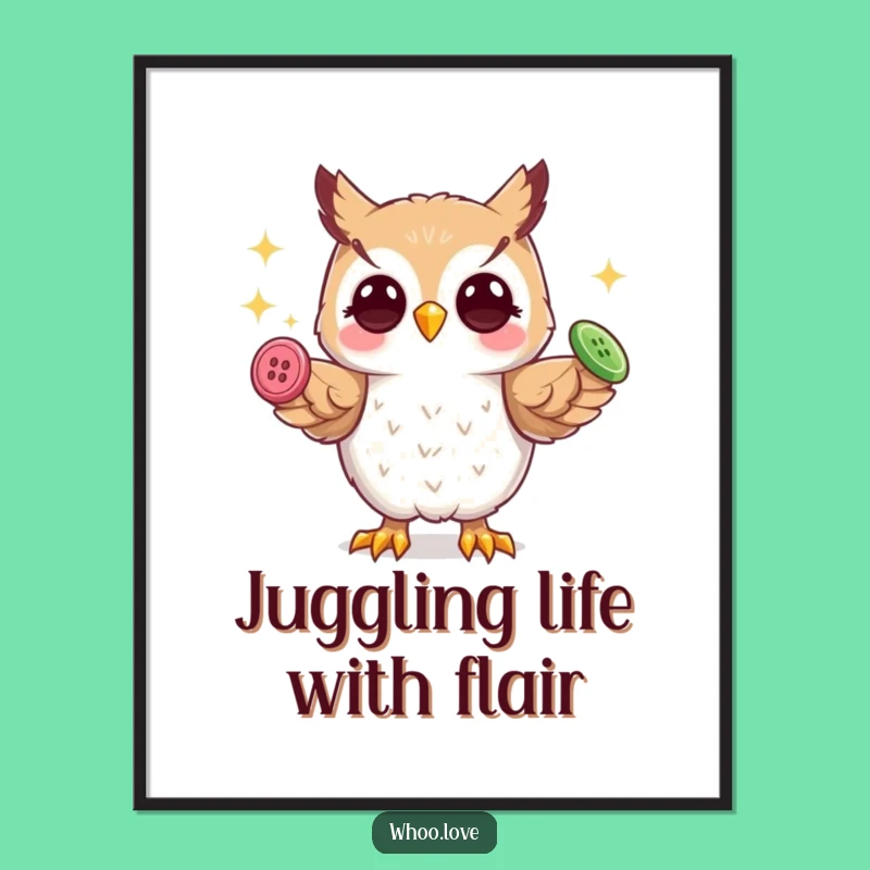 Free Printable Juggling Owl Art - Funny Talons Wall Decor Funny Downloadable Gift