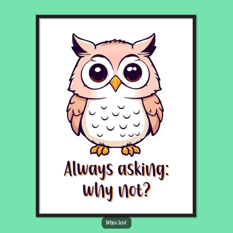 Free Printable Wall Art: Curious Tilted Owl - Funny Downloadable Decor