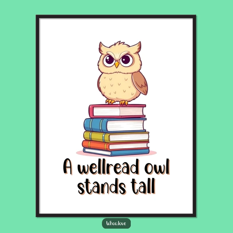 Free Printable Wall Art: Determined Book Owl Balance, Quirky Downloadable Decor for Smart Spaces