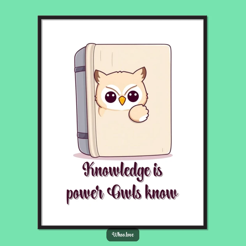 Free Printable Wall Art: Funny Kawaii Owl Peeking, Cute Owl Downloadable Decor