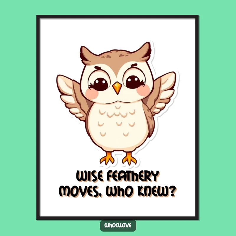 Free Printable Wall Art: Funny Owl Wing Shimmy - Joyful Downloadable Decor Gift