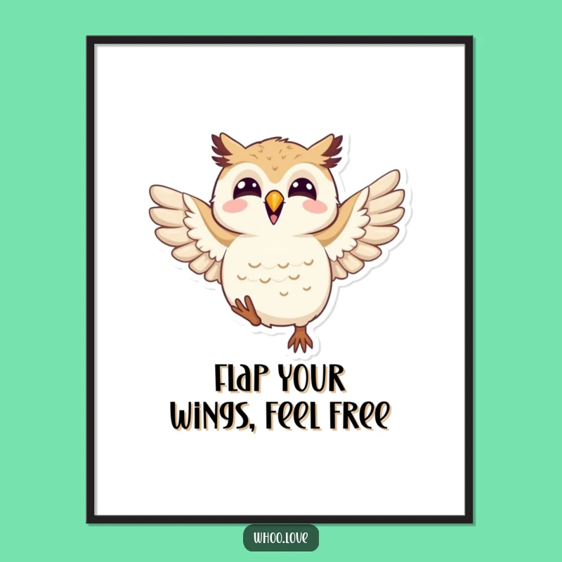Free Printable Wall Art: Joyful Owl Flapping, Ecstatic Bird, Fun Downloadable Decor