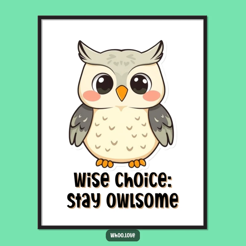 Free Printable Wall Art: Smiling Hooting Owl Funny Downloadable Decor