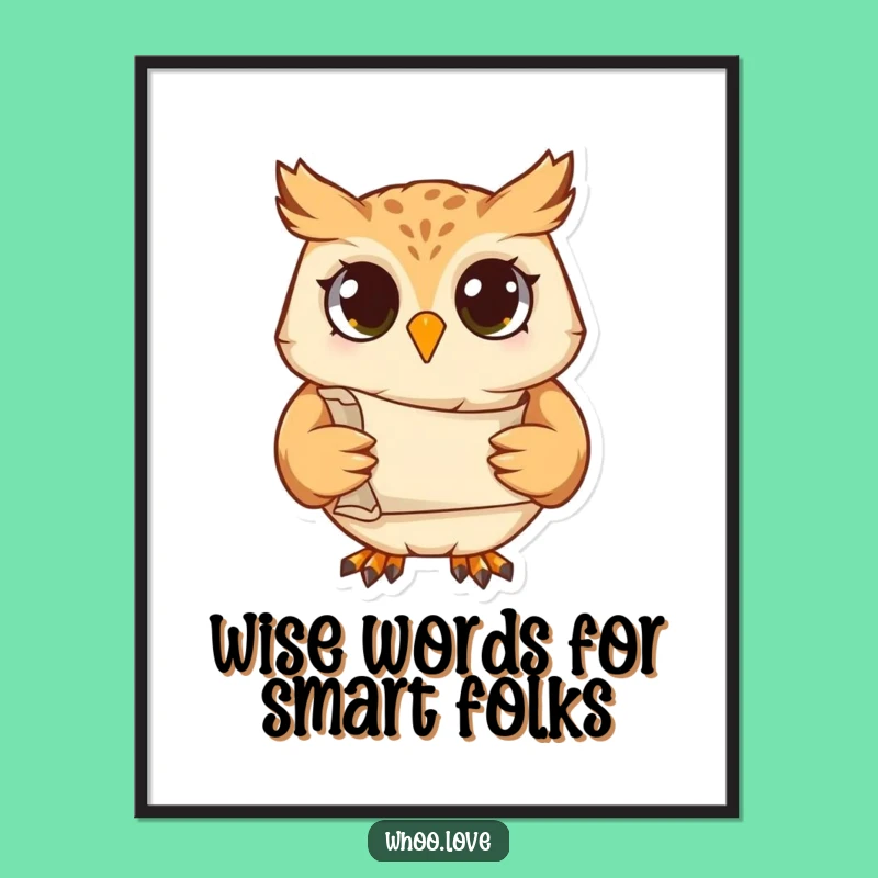 Free Printable Wall Art: Studious Owl, Scholarly Downloadable Decor