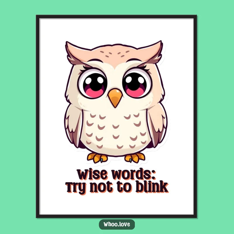Free Printable Wall Art: Surprised Owl Wide Eyes Funny Downloadable Decor