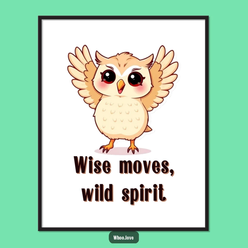 Funny Free Printable Wall Art: Dancing Kawaii Owl - Silly Downloadable Decor