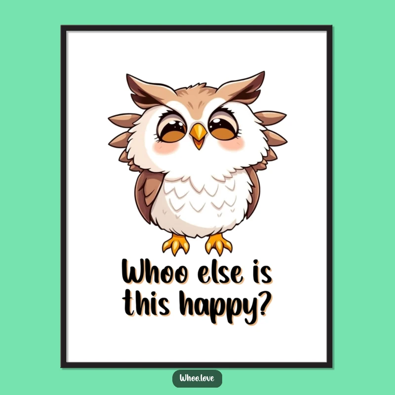 Funny Free Printable Wall Art: Joyful Owl Hooting, Whimsical Downloadable Decor