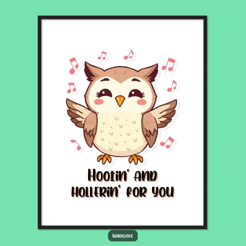 Funny Free Printable Wall Art: Hooting Owl Music Theme, Quirky Downloadable Decor
