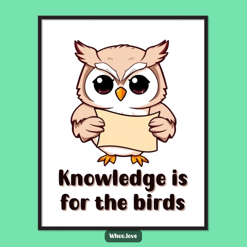 Free Printable Wall Art: Wise Owl Scholar - Humorous Downloadable Decor