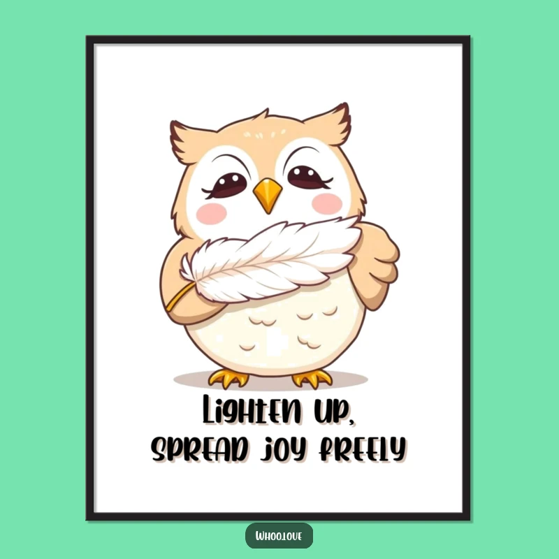 Free Printable Funny Owl Wall Art: Giggling Feather Blower, Downloadable Decor