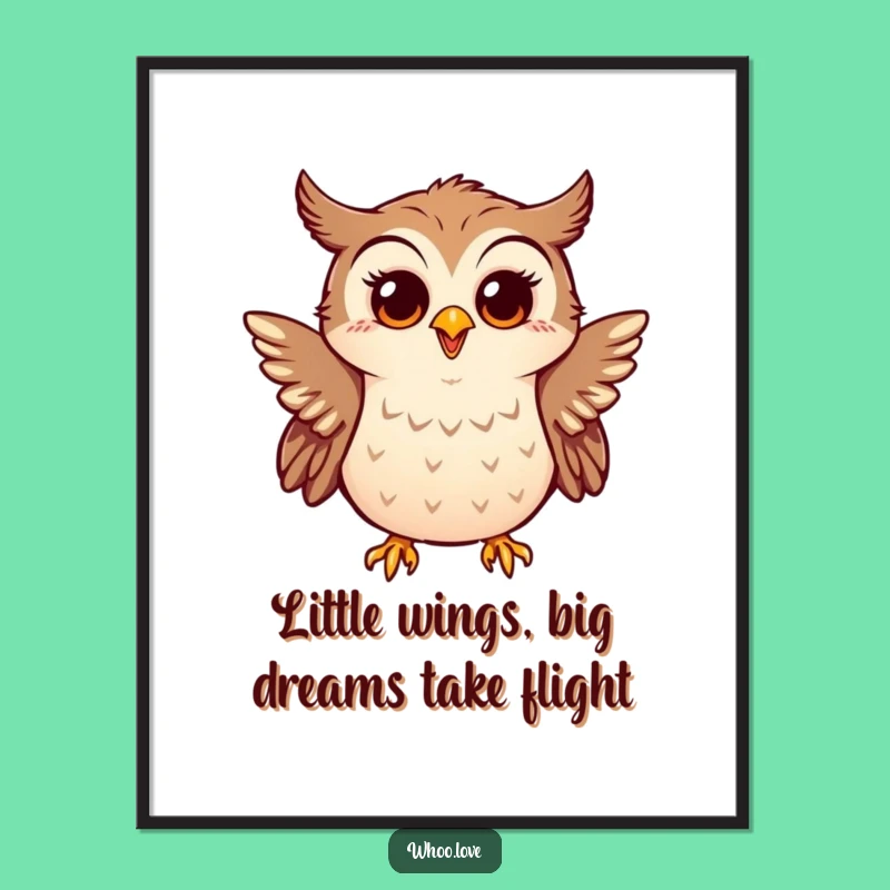 Free Printable Wall Art: Joyful Flapping Owl, Whimsical Downloadable Decor for Happy Vibes