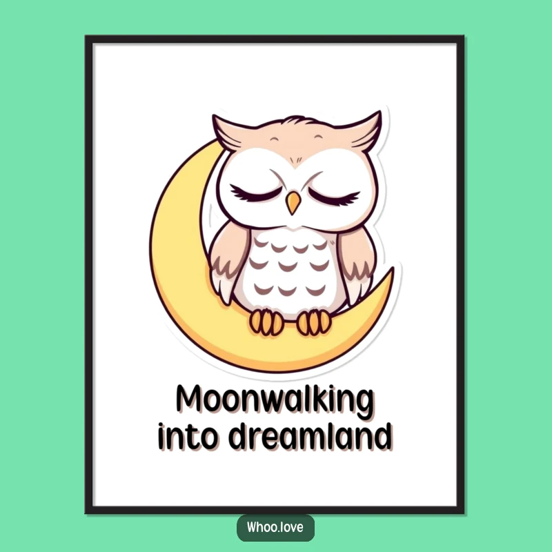 Free Printable Wall Art: Sleepy Owl Moon Cute Funny Downloadable Decor