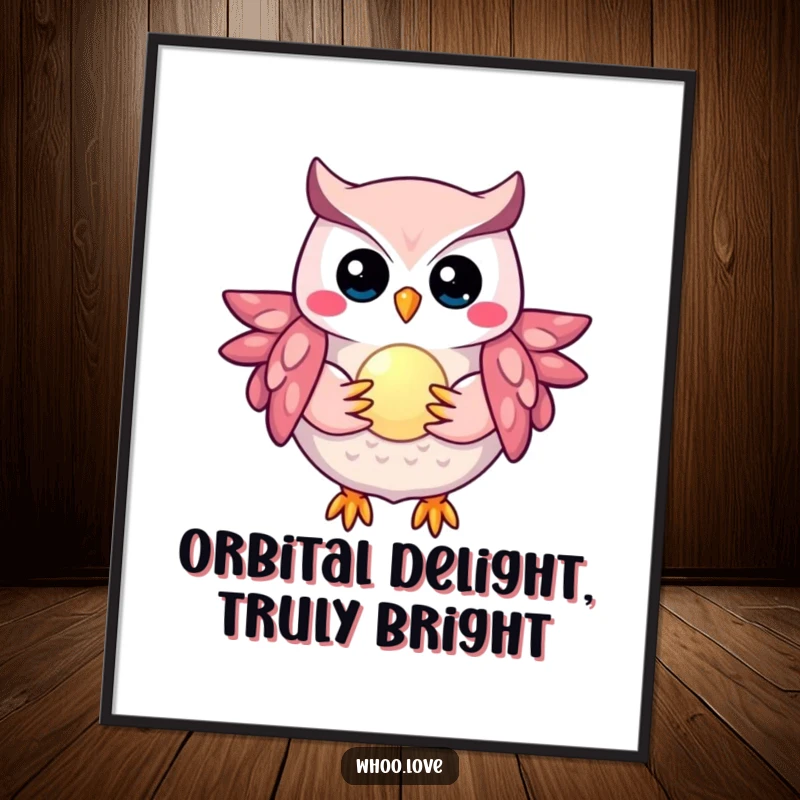 Funny Free Printable Wall Art depicting a mystical owl holding a small, glowing orb, adding an enchanting touch to any room.