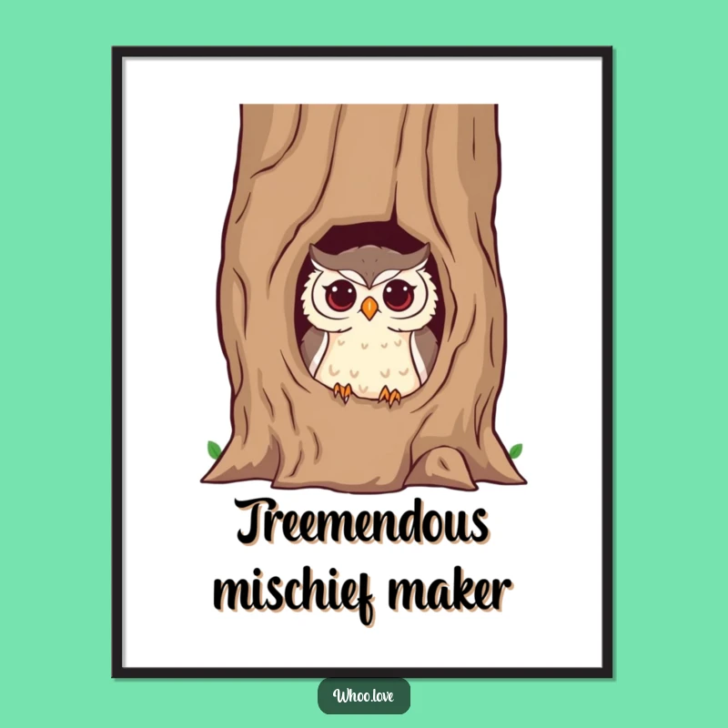 Free Printable Mischievous Owl Wall Art: Funny Tree Trunk Download
