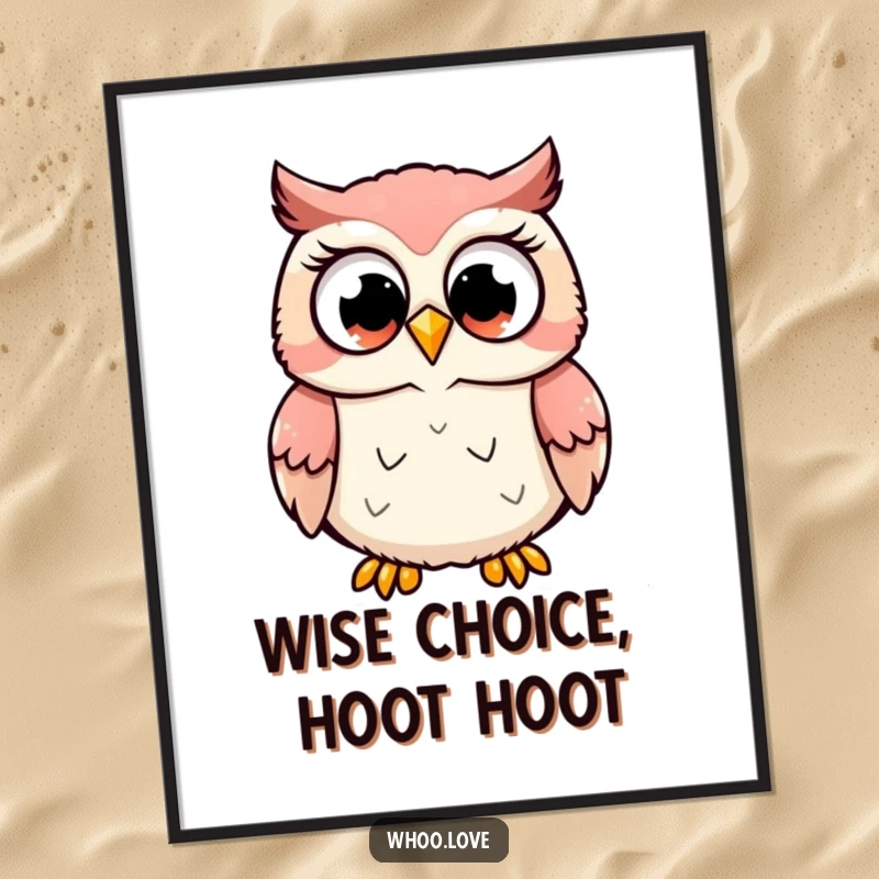 Funny Free Printable Wall Art showing an excited owl hooting, perfect downloadable decor for adding cheerful vibes to any space.