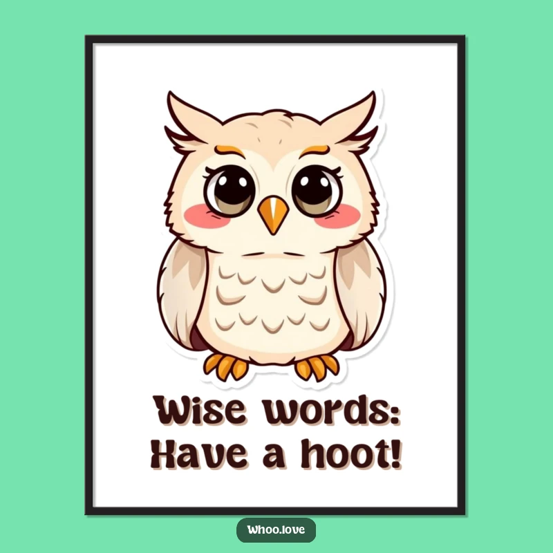 Free Printable Wall Art: Cheerful Hooting Owl - Funny Downloadable Decor