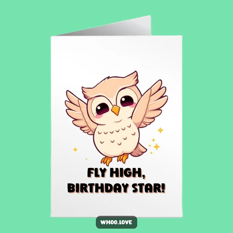 Free Printable Funny Owl Birthday Card: Joyful Wings, Sparkly Trail, Downloadable Gift