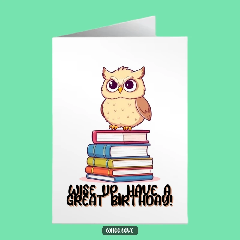 Free Printable Birthday Card: Book Owl Balance, Funny Downloadable Gift for Clever Wishes