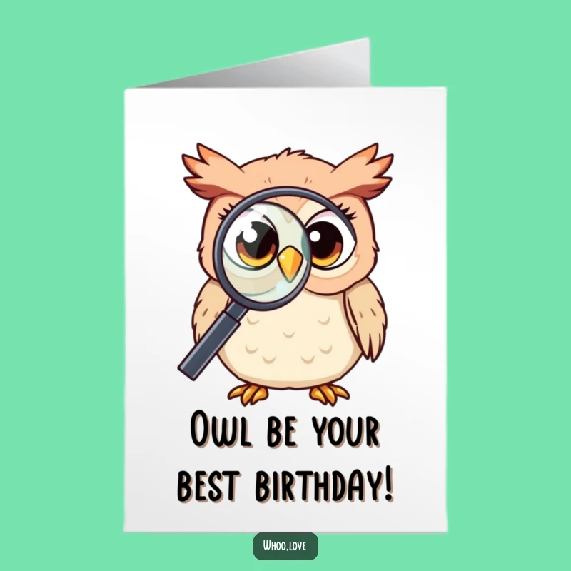 Free Printable Birthday Card: Curious Owl - Funny Discovery Gift