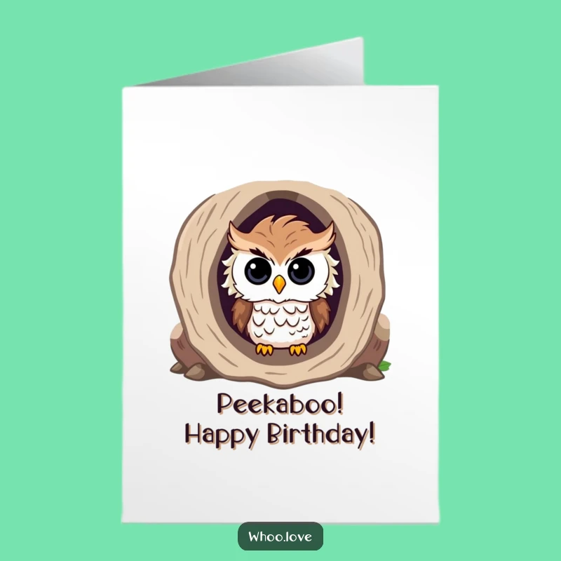 Free Printable Birthday Card: Curious Owl Peeking - Fun Downloadable Gift!