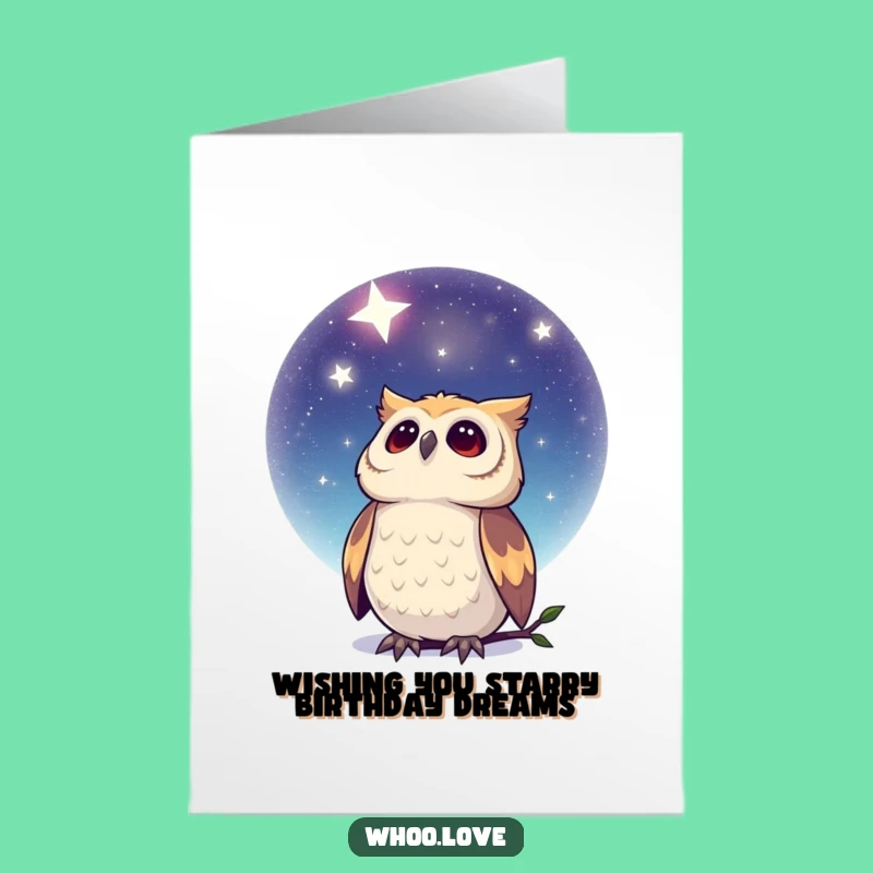 Free Printable Birthday Card: Dreamy Owl Starry Night - Unique Downloadable Gift