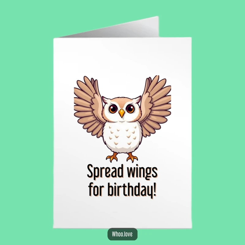 Free Printable Birthday Card: Expressive Owl Wings, Joyful Downloadable & Print at Home Gift