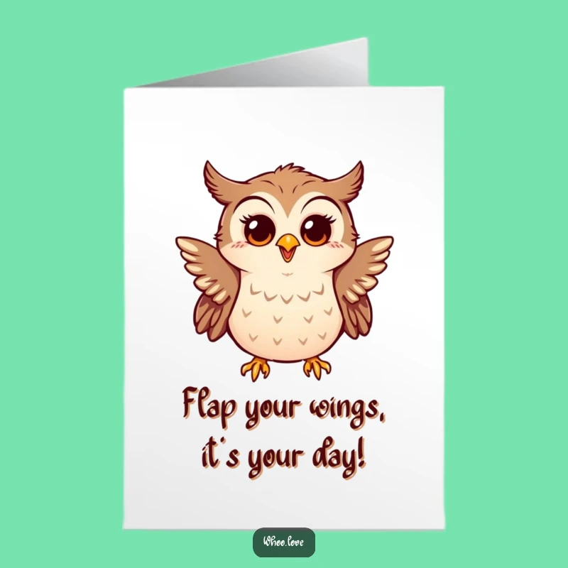 Free Printable Birthday Card: Flapping Owl Surprise, Funny Downloadable Gift for Joyful Wishes