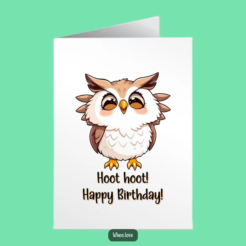 Free Printable Birthday Card: Joyful Owl Hooting, Funny Downloadable Gift for Nature Lovers