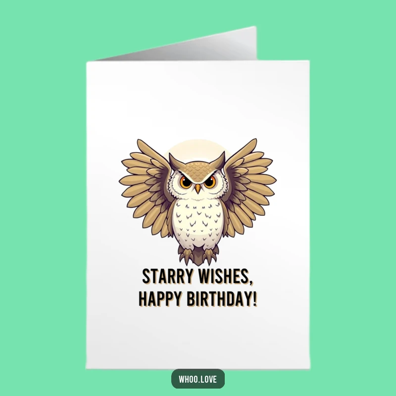 Free Printable Birthday Card: Majestic Owl Stars Funny Downloadable Gift