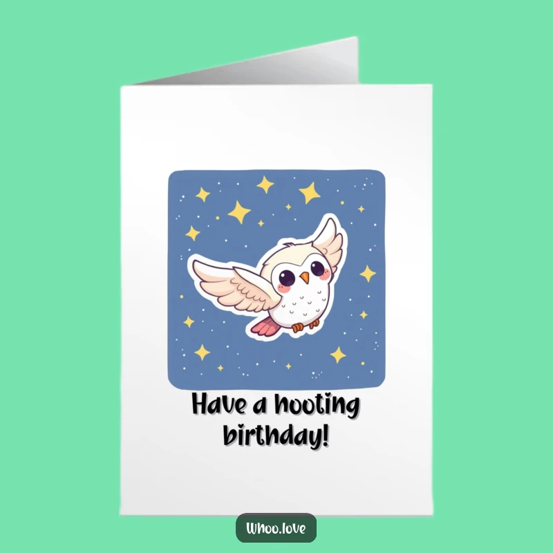 Free Printable Birthday Card: Owl Swoop Night Sky, Funny Downloadable Gift