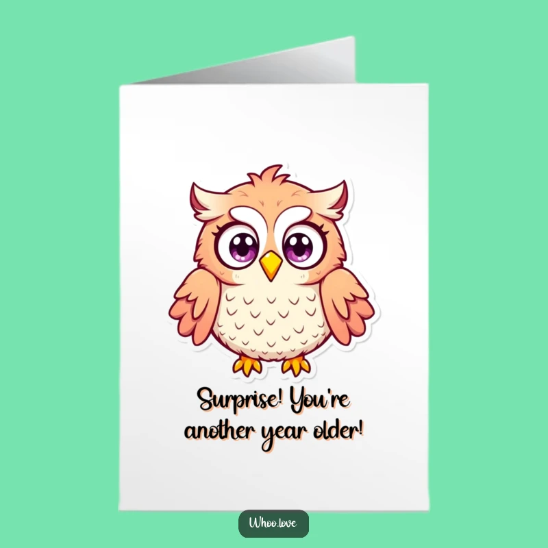 Free Printable Birthday Card: Surprised Owl, Shocked Feathered Friend Downloadable Greeting
