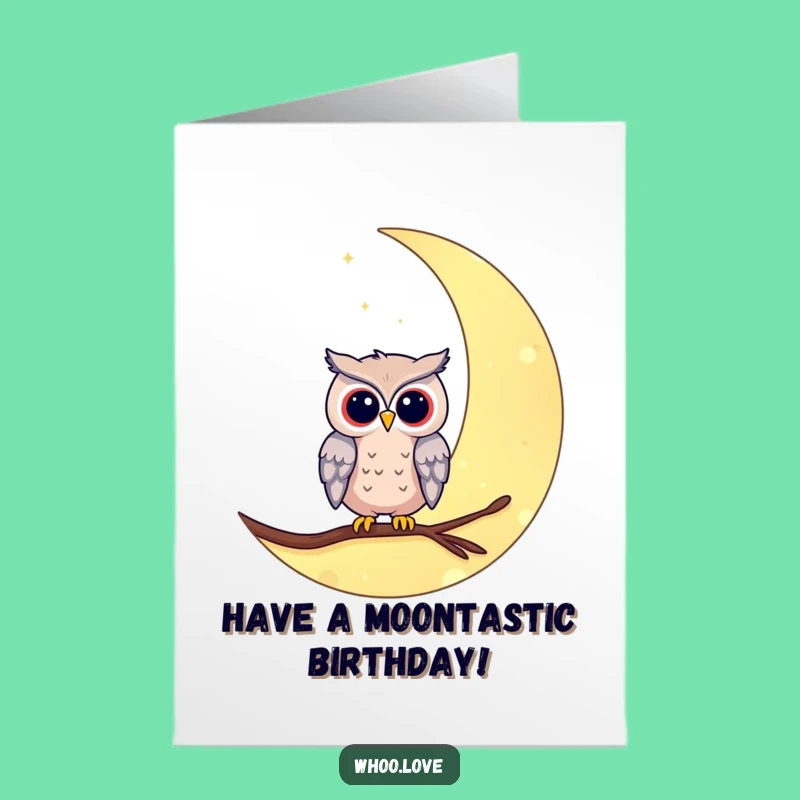 Free Printable Moon Owl Birthday Card - Dreamy Downloadable Gift with Celestial Charm