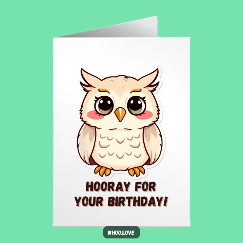 Free Printable Birthday Card: Cheerful Hooting Owl - Funny Downloadable Gift