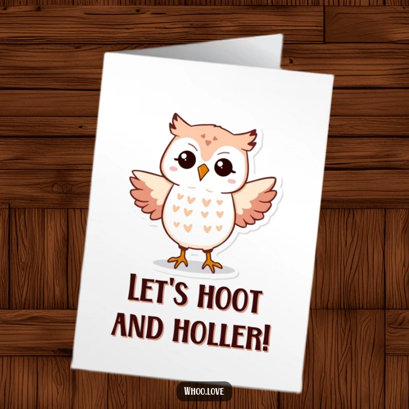 Funny Free Printable Birthday Card: Energetic owl doing a silly dance step, a perfect humorous downloadable gift.