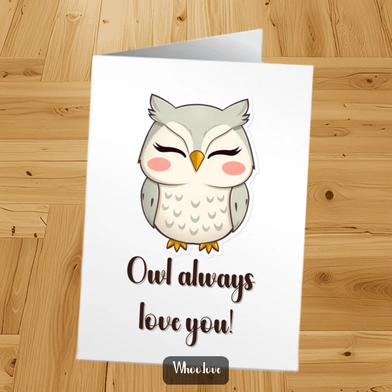 Funny free printable birthday card: An owl shows off a huge, silly grin, radiating pure, unadulterated happiness.