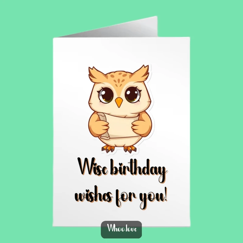 Free Printable Funny Birthday Card: Studious Owl, Wise Downloadable Birthday Wish