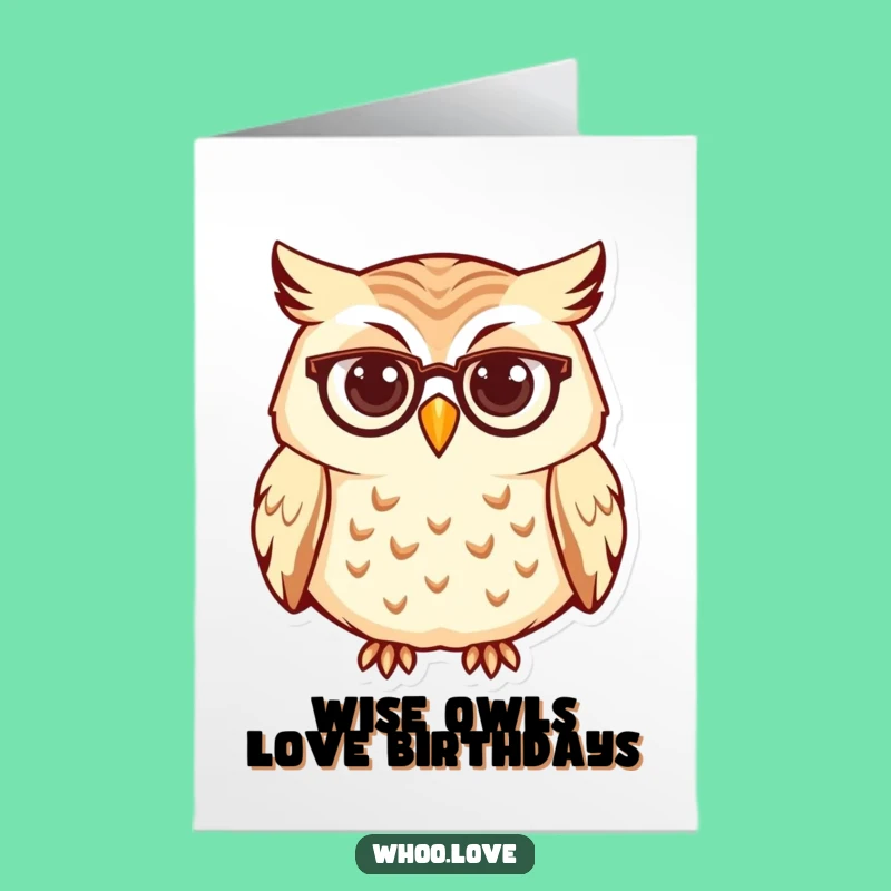 Free Printable Birthday Card: Curious Owl Scholar, Smart Downloadable & Print at Home Gift