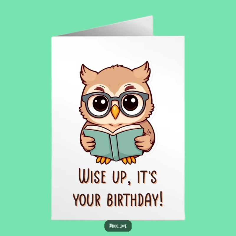 Free Printable Owl Birthday Card: Bookish Spectacled Owl - Downloadable Humorous Gift