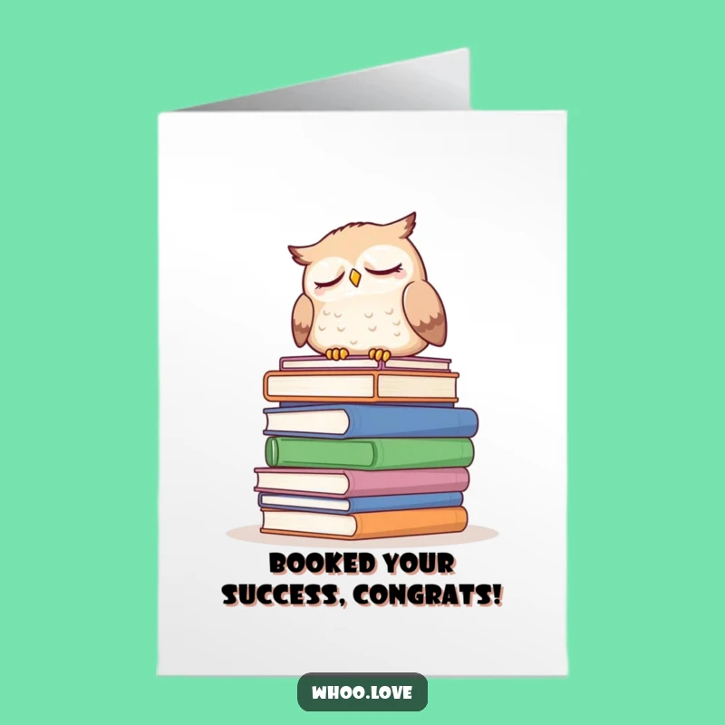 Free Printable Owl Congrats Card: Sleepy Bookworm, Downloadable Art
