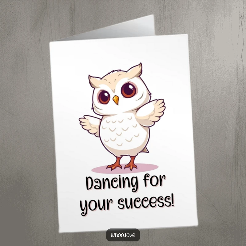 Funny Free Printable Congratulations Card: An owl performs a silly dance step, grooving to celebrate a wonderful accomplishment.