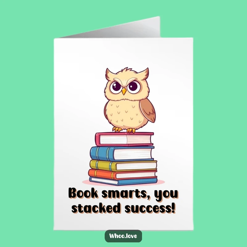 Free Printable Congrats Card: Book Owl Balance, Funny Downloadable Gift for Achieved Goals