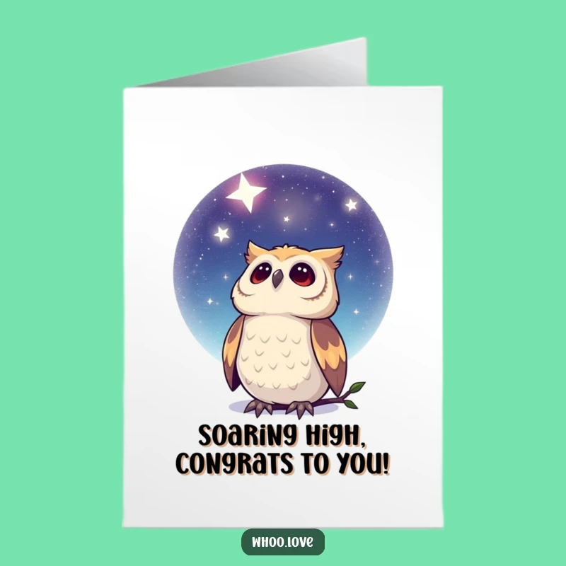 Free Printable Congrats Card: Dreamy Owl Starry Sky - Downloadable Achievement Gift
