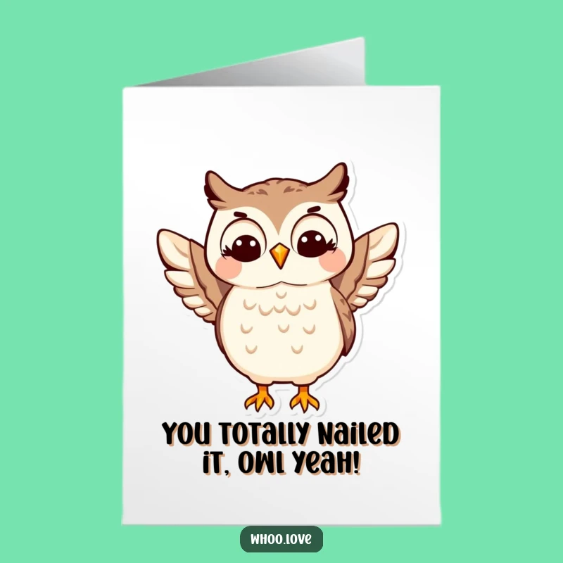 Free Printable Congrats Card: Happy Owl Wing Shimmy - Downloadable Celebration Gift